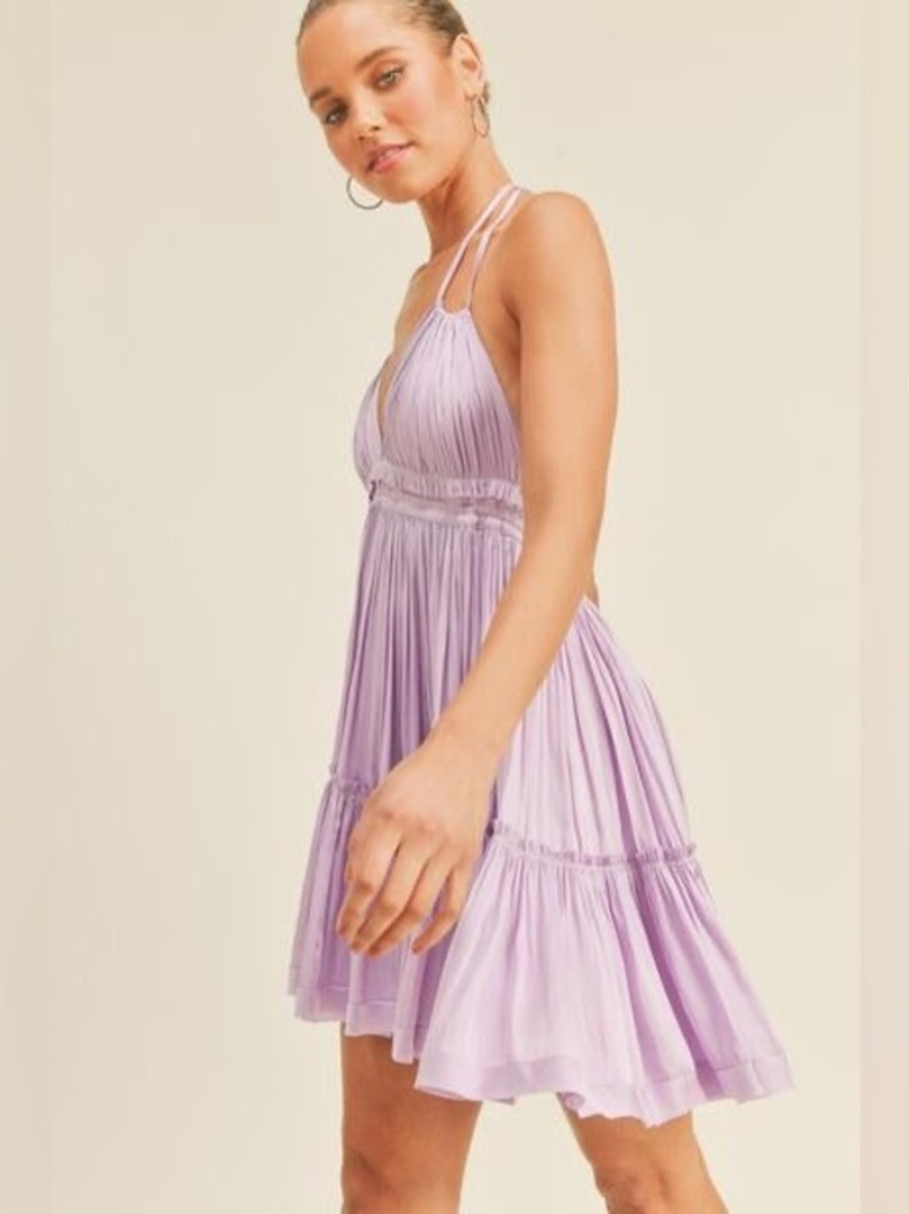 RESET by Jane Miranda Purple Ruffle Halter Mini Dress Small